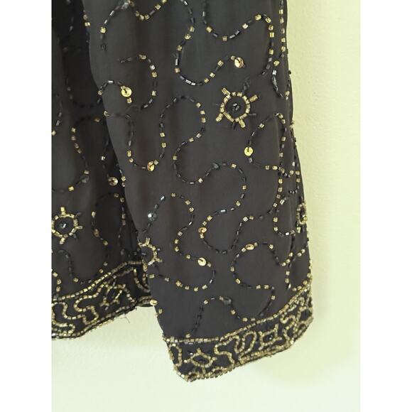 Vtg. JMD New York Black Beaded Sequin Long Sleeve Jacket Size M Cocktail Y2K 80s - Picture 4 of 12